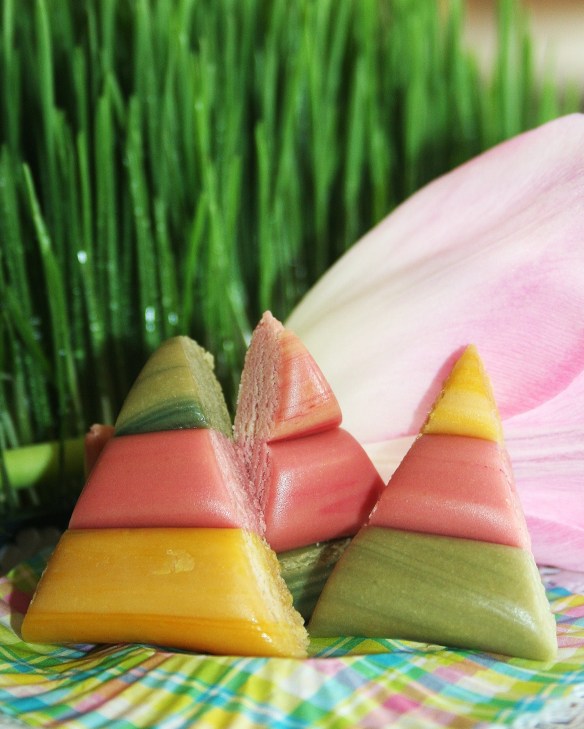 photo of homemade candy corn in pastel colors